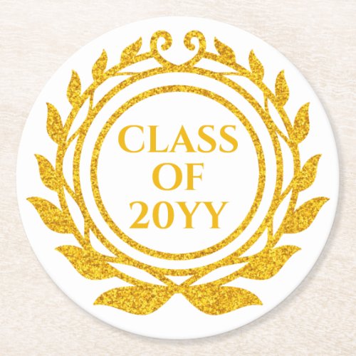 Gold Glitter Emblem Custom Graduation Coaster