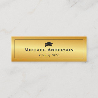 Gold Glitter Embossed Senior Graduation Name Card