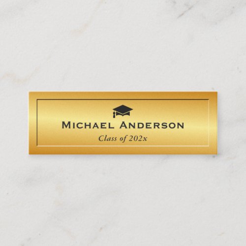 Gold Glitter Embossed Senior Graduation Name Card Double-Sided Mini Business Cards (Pack Of 20)