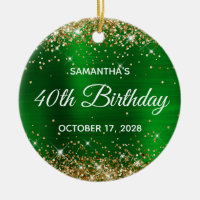 Gold Glitter Emerald Green Foil 40th Birthday