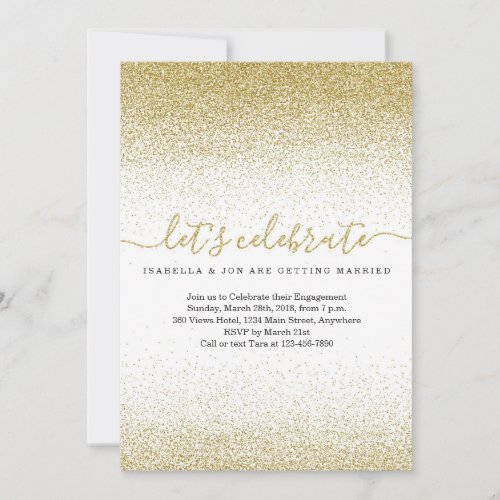 Gold Glitter Engagement Party Invitation - All that glitters is gold.  Add some sparkle to your celebration with a glam-tastic invitation.