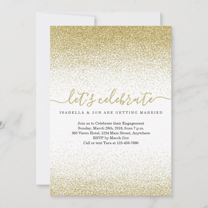 Gold Glitter Engagement Party Invitation | Zazzle.com