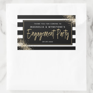 Gold Glitter Engagement Party Thank You Rectangular Sticker