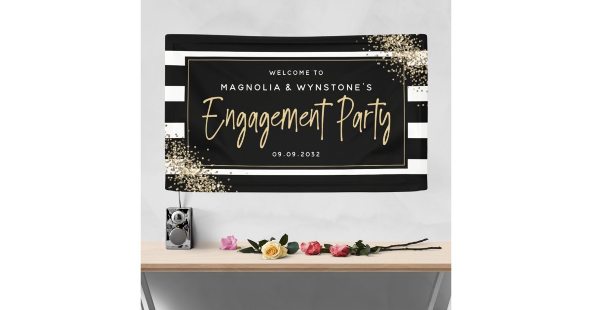 Gold Glitter Engagement Party Welcome Banner | Zazzle