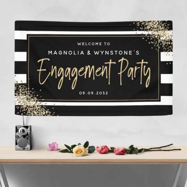 Gold Glitter Engagement Party Welcome Banner (Creator Uploaded)