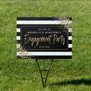 Gold Glitter Engagement Party Welcome Sign