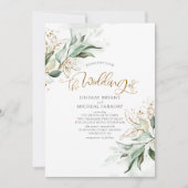 Gold Glitter Eucalyptus Greenery Elegant Wedding Invitation (Front)