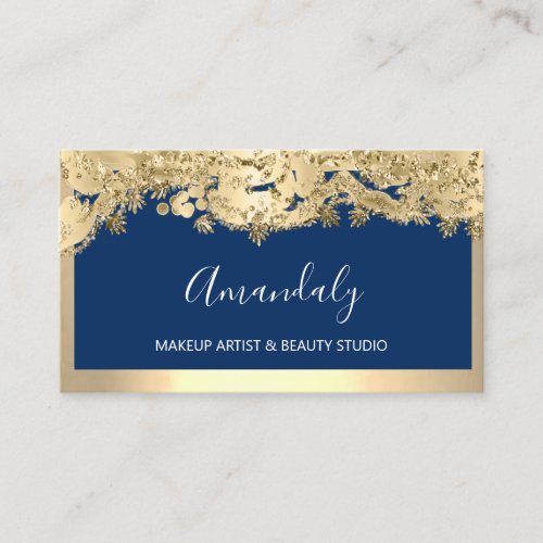 Gold Glitter Event Planner Fashion Blue Navy Business Card