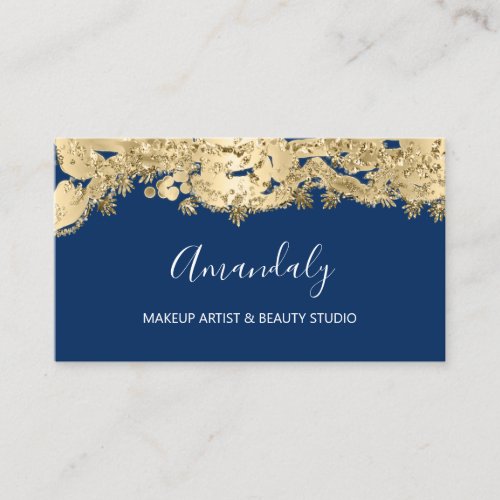 Gold Glitter Event Planner Stylist  Blue Navy  Business Card