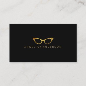 Gold Glitter Eye Glasses Business Card by istanbuldesign at Zazzle