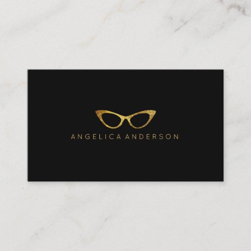 Gold Glitter Eye Glasses Business Card