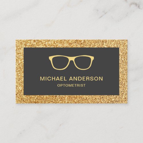 Gold Glitter Eyeglasses Eye Doctor Optometrist Business Card