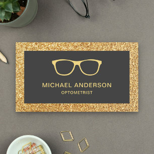 Gold Glitter Eyeglasses Eye Doctor Optometrist Business Card