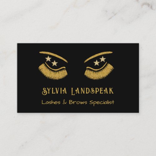 Gold Glitter Eyelashes for Lash Technician Business Card