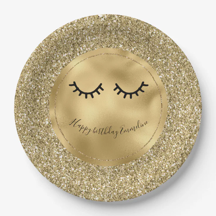 Gold Glitter Eyelashes Paper Plates Zazzle