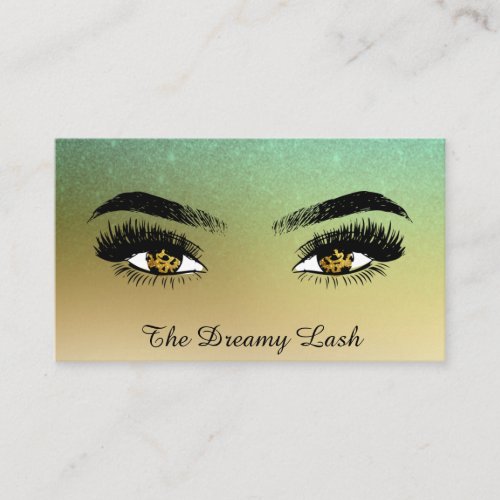  Gold Glitter Eyes Lashes QR Brows Extensions Business Card