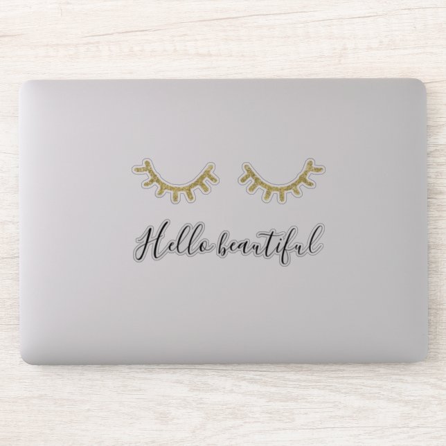 Gold Glitter Eylelashes Sticker (Computer)