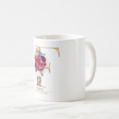Gold Glitter F Monogram Floral Burgundy Red Coffee Mug (Front Right)