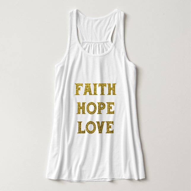 Gold Glitter | Faith Hope Love T-Shirt Tank Top (Design Front)