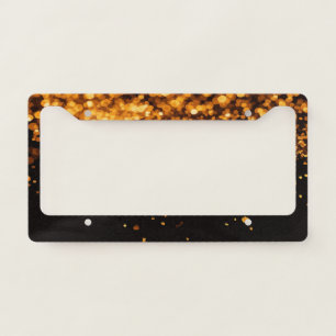 Gold Glitter Falling on Black – Glamorous Sparkle  License Plate Frame