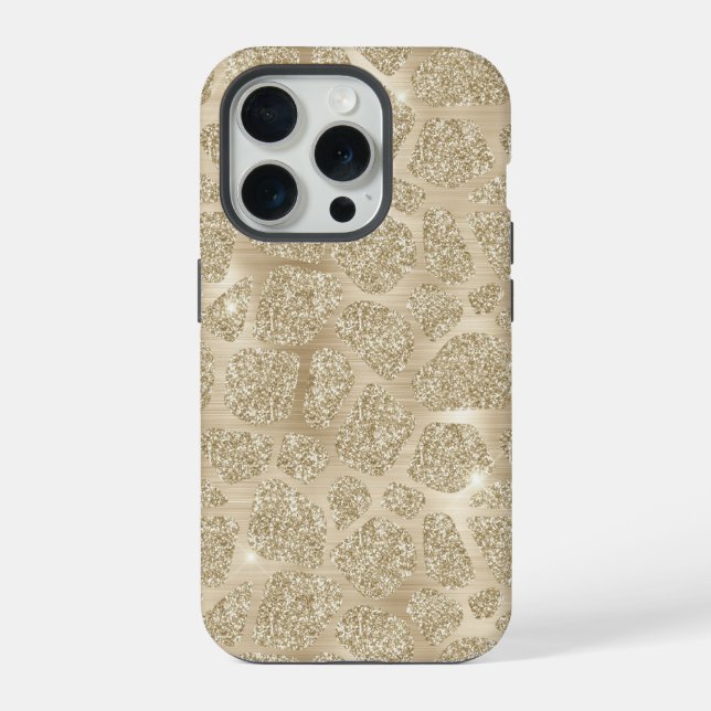 Gold Glitter Fancy Cheetah Pattern  iPhone Case (Back)