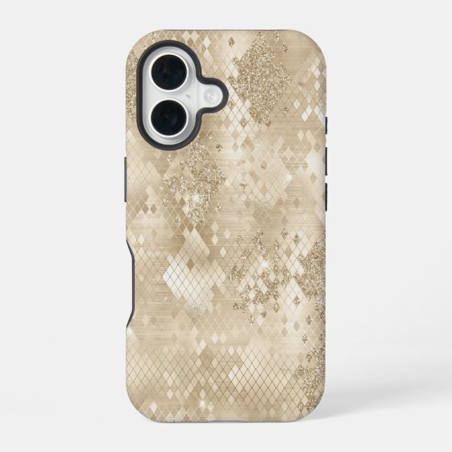 Gold Glitter Fancy Geometric Pattern  iPhone Case (Back)