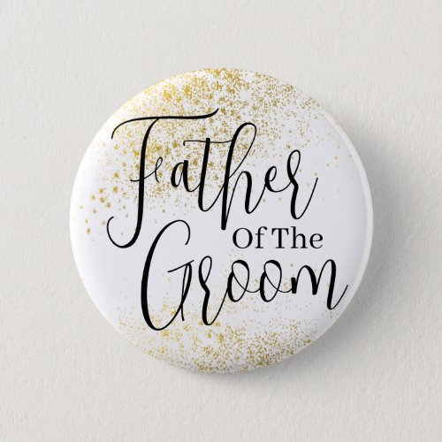 Gold Glitter father of groom wedding  Button