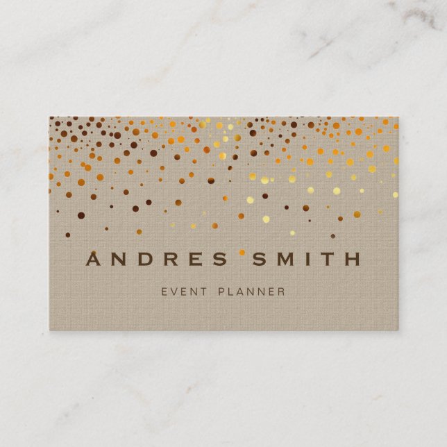 Gold Glitter Faux Foil Confetti Black Business Card (Front)