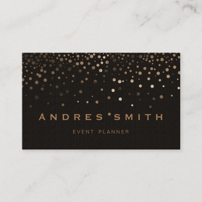 Gold Glitter Faux Foil Confetti Black Business Card (Front)