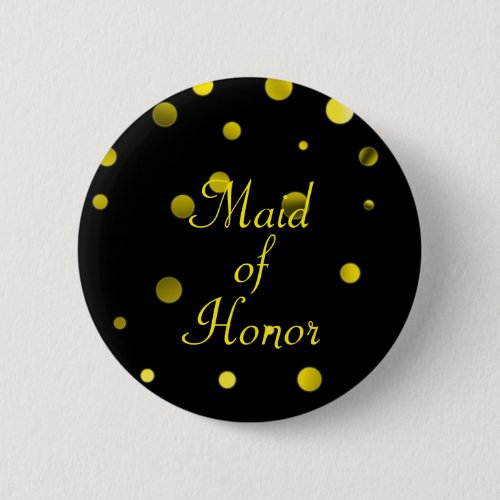 Gold Glitter Faux Foil Confetti Dots Maid of Honor Button