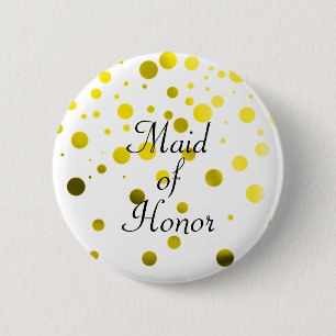 Gold Glitter Faux Foil Confetti Dots Maid of Honor Button