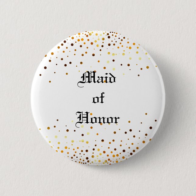 Gold Glitter Faux Foil Confetti Maid of Honor Button (Front)