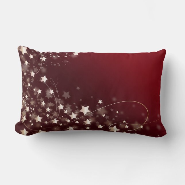 Gold Glitter Faux Foil Confetti Stars Lumbar Pillow (Front)