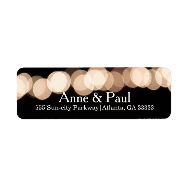 Gold Glitter Faux Foil Confetti Wedding Return Label (Front)