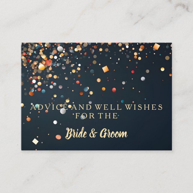 Gold Glitter Faux Foil Wedding Advice Card (Front)