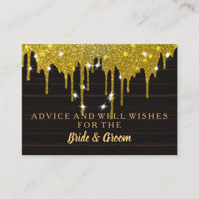 Gold Glitter Faux Foil Wedding Advice Card (Front)