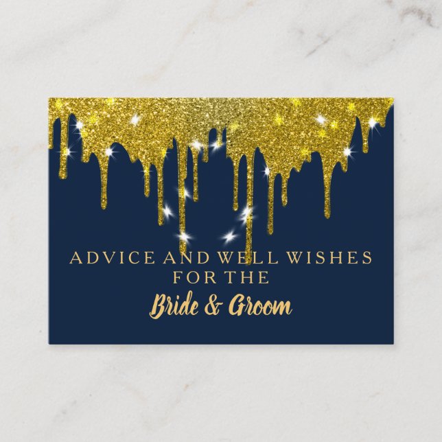 Gold Glitter Faux Foil Wedding Advice Card (Front)