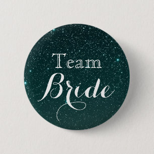 Gold Glitter Faux Foil Wedding Team Bride Button