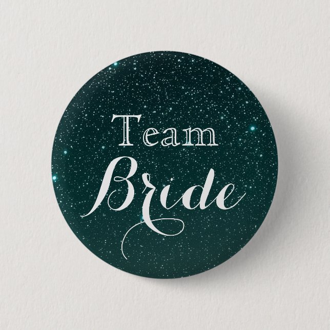 Gold Glitter Faux Foil Wedding Team Bride Button (Front)