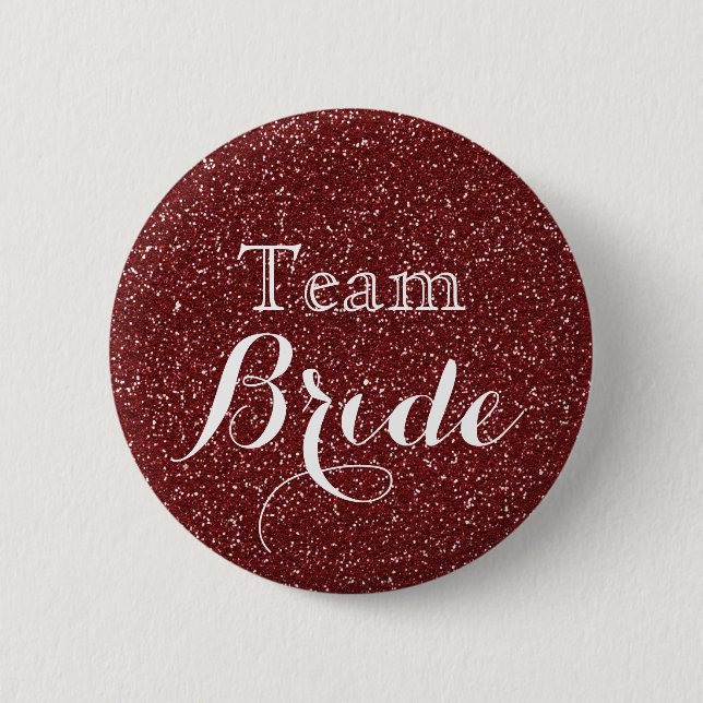 Gold Glitter Faux Foil Wedding Team Bride Pinback Button (Front)