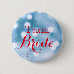 Gold Glitter Faux Foil Wedding Team Bride Pinback Button