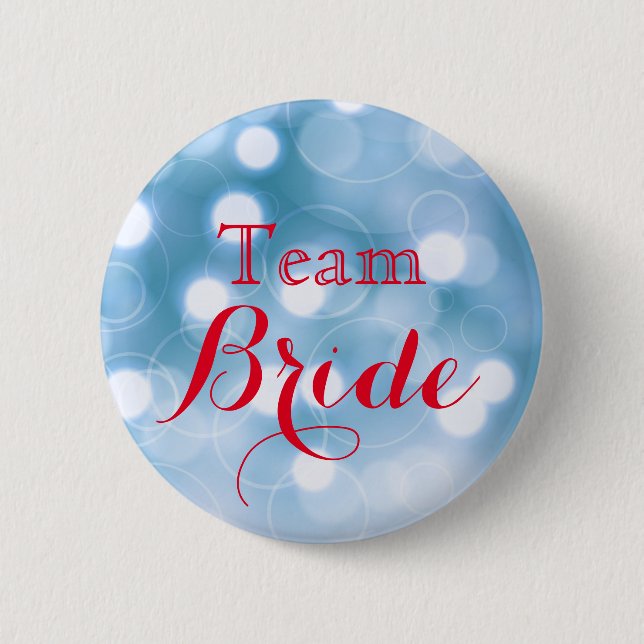 Gold Glitter Faux Foil Wedding Team Bride Pinback  Button (Front)