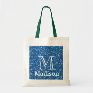 Gold glitter faux personalized monogram tote bag