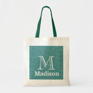 Gold glitter faux personalized monogram tote bag