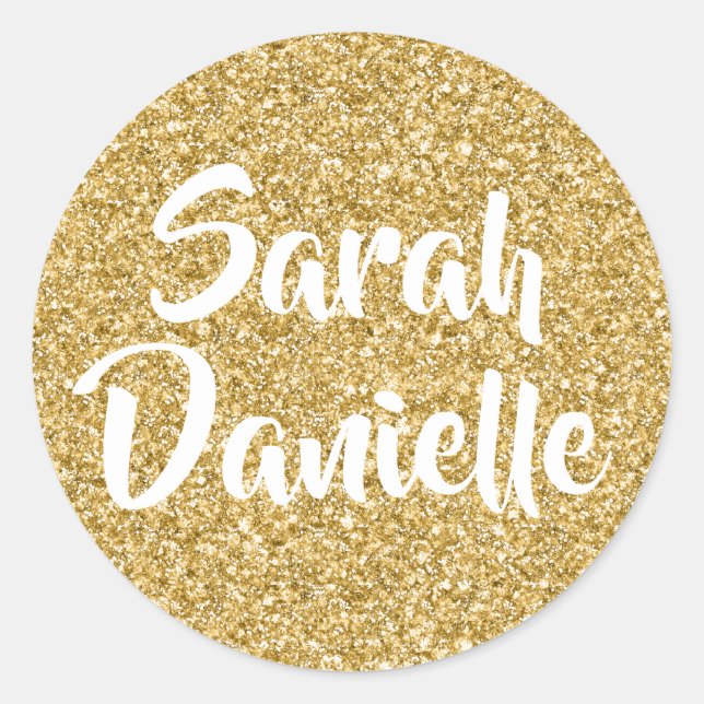 Gold Glitter Favor Sticker (Front)