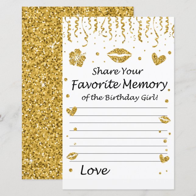Gold glitter Favorite Memory of the Birthday Girl (Front/Back)