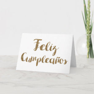 Gold Glitter Feliz Cumpleanos Card