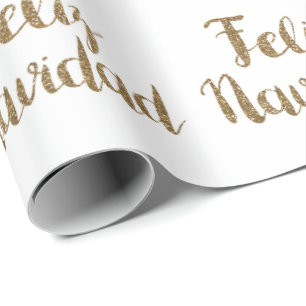 Gold Glitter Feliz Navidad Wrapping Paper