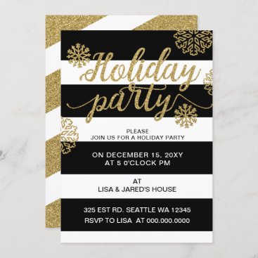 Gold Glitter Festive holiday Party Invitation