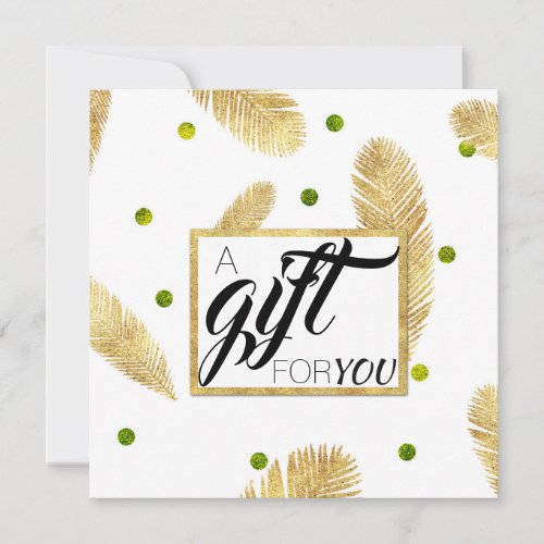 Gold Glitter Fir Branches Script Gift Certificate